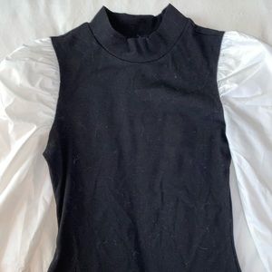 Shein Black Top with White Puffy Sleeves